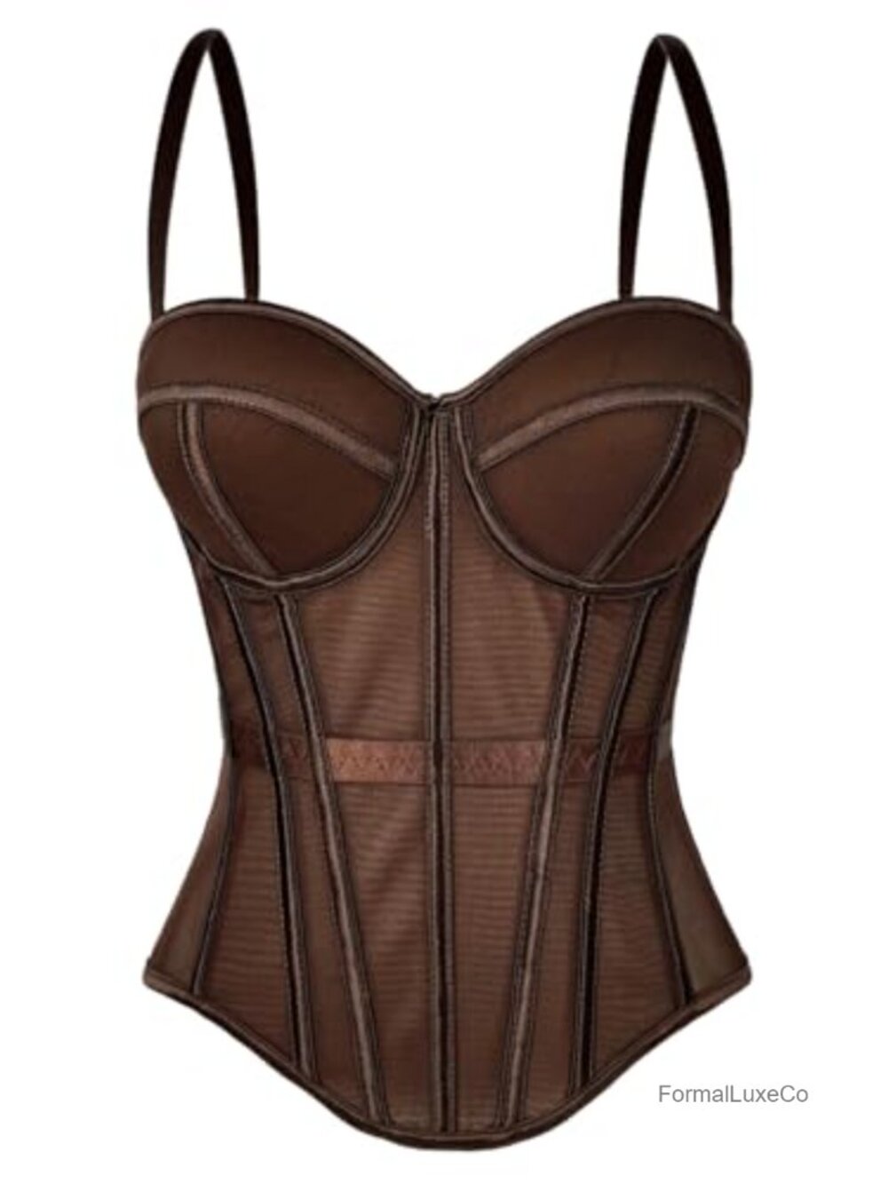 Women's Bustier Corset Top See Through Mesh Boned Cami